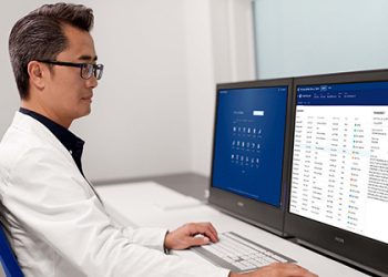 clinician reviewing performance data