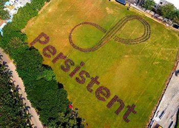 Arial view of the Largest bicycle logo for the GUINNESS WORLD RECORDS title attempt