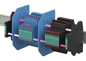 Two components of the fault status module (each external) monitor the status of the protection modules. Here, there are two blocks for intrinsically safe circuits and signals from/to the safe area