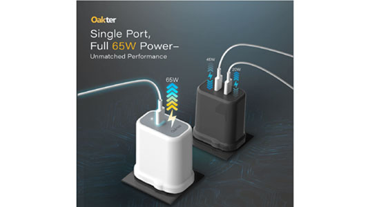 Oakter Launches 65W True GaN Charger Compatible with Laptops, Phones and More