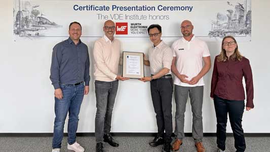 Würth Elektronik receives the world's first TDAP Stage 2 certificate for its EMC chokes